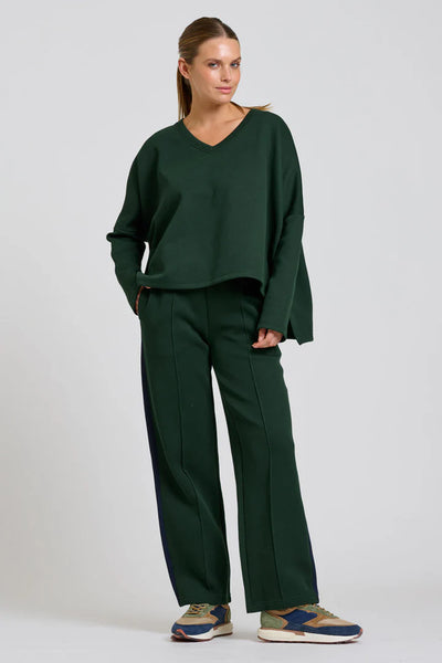 Shirty - The Lola Pant - Racing Green With Navy Stripe