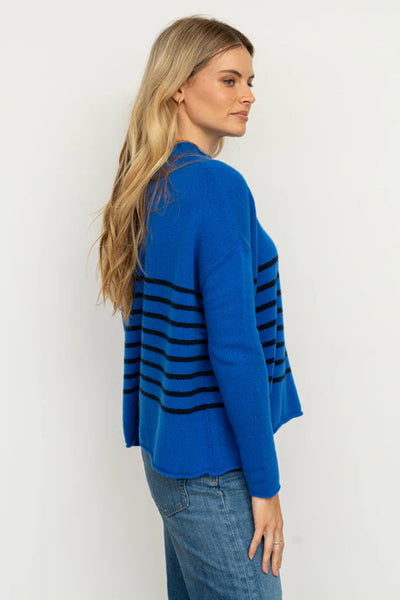 EST - The Smith Wool/Cashmere Crew - Azure / Navy Stripe