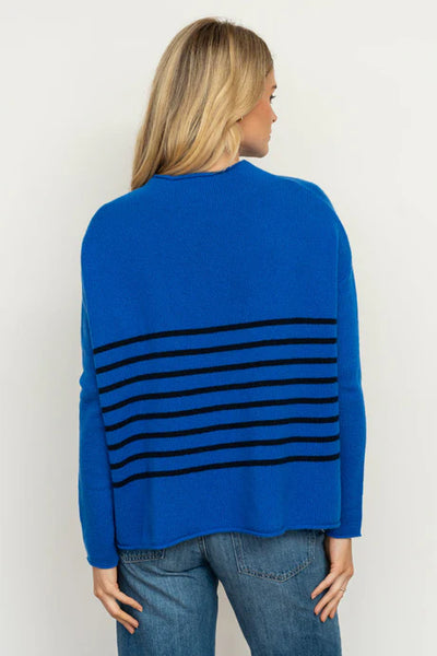 EST - The Smith Wool/Cashmere Crew - Azure / Navy Stripe
