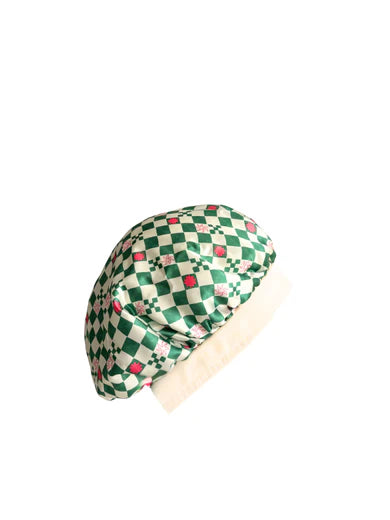 LOUVELLE - Satin Sleep Bonnet - Green Check