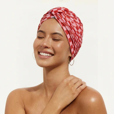 LOUVELLE - AMELIE shower cap - Red Pink Check