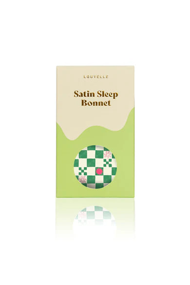 LOUVELLE - Satin Sleep Bonnet - Green Check