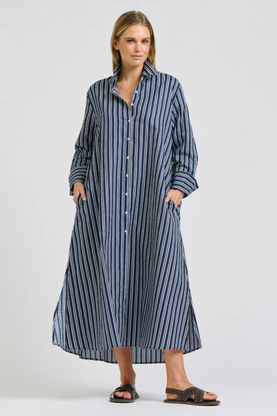 Shirty - Amelie Longline Shirtdress - Bold Navy Stripe