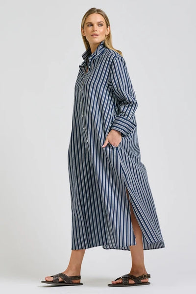 Shirty - Amelie Longline Shirtdress - Bold Navy Stripe