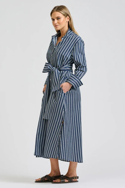 Shirty - Amelie Longline Shirtdress - Bold Navy Stripe