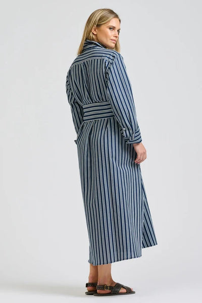 Shirty - Amelie Longline Shirtdress - Bold Navy Stripe