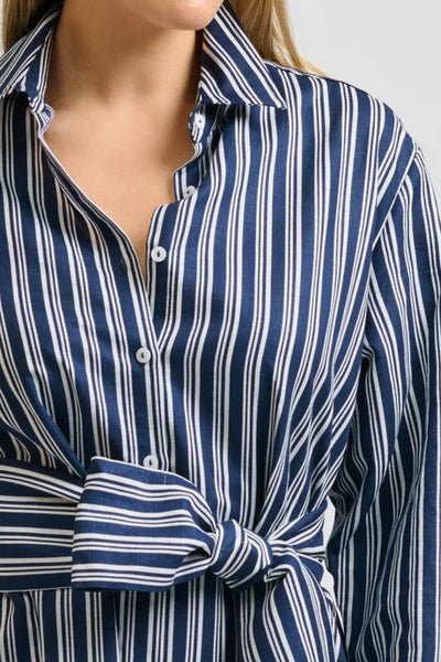 Shirty - Amelie Longline Shirtdress - Bold Navy Stripe