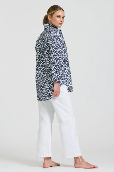Shirty - Elodie Girlfriend Shirt - White with Navy Print