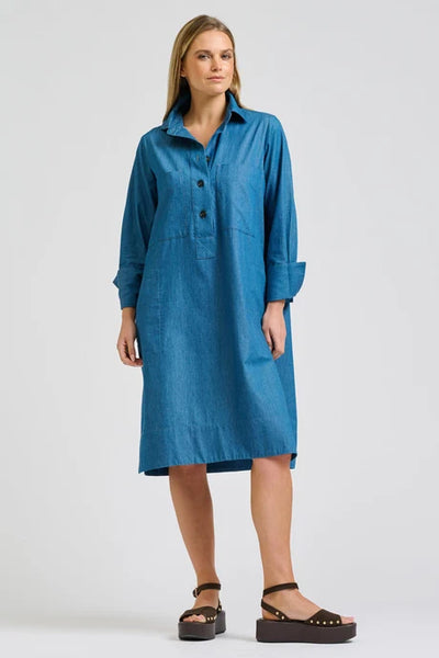 Shirty - Jane Utility Popover Dress - Washed Denim