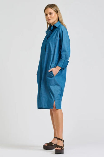 Shirty - Jane Utility Popover Dress - Washed Denim
