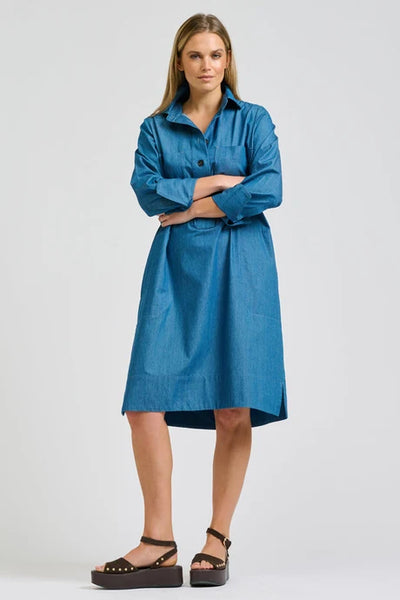 Shirty - Jane Utility Popover Dress - Washed Denim