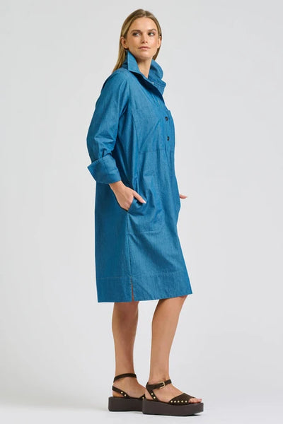 Shirty - Jane Utility Popover Dress - Washed Denim