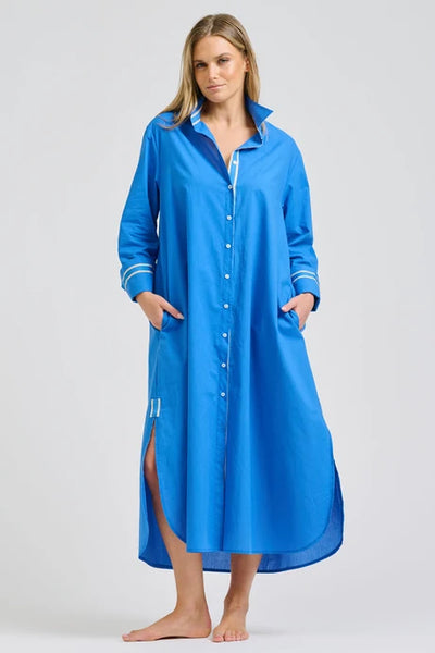 Shirty - Pia Longline Shirtdress - Bright Blue