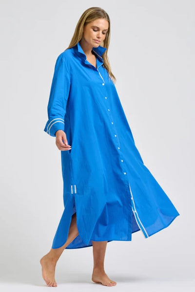 Shirty - Pia Longline Shirtdress - Bright Blue