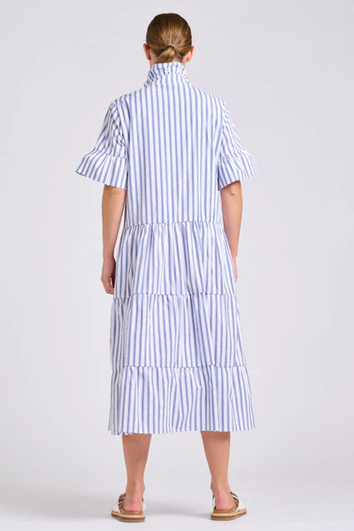 Shirty - The Molly Oversized Shirt Dress - White with Azure Ticking