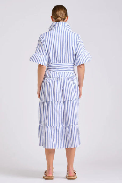 Shirty - The Molly Oversized Shirt Dress - White with Azure Ticking