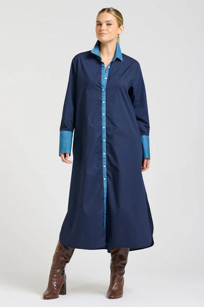 Shirty - The Pia Shirtdress - French Navy / Denim Trim