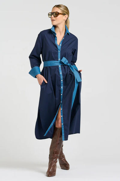 Shirty - The Pia Shirtdress - French Navy / Denim Trim