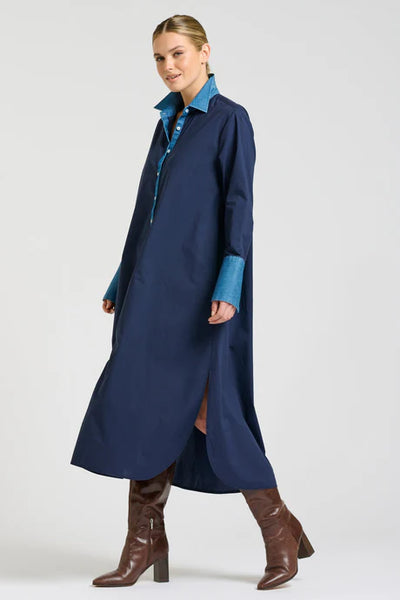 Shirty - The Pia Shirtdress - French Navy / Denim Trim