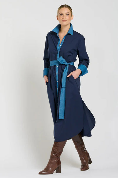 Shirty - The Pia Shirtdress - French Navy / Denim Trim