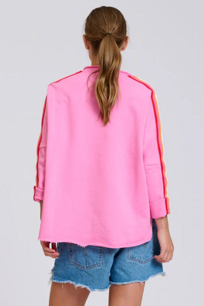 EST - Raw V Neck Tape Sweatshirt - Pink