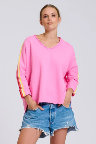 EST - Raw V Neck Tape Sweatshirt - Pink