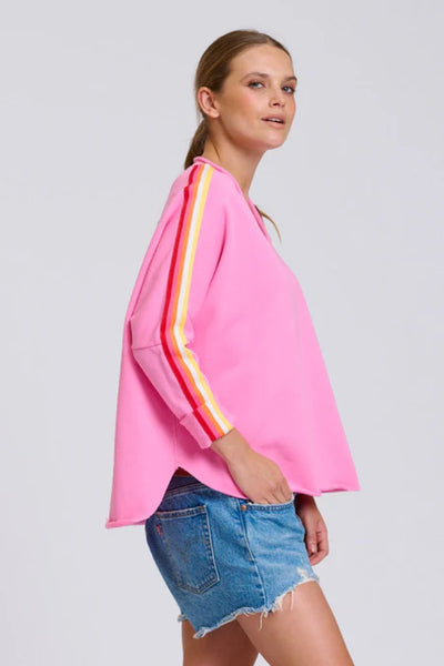 EST - Raw V Neck Tape Sweatshirt - Pink