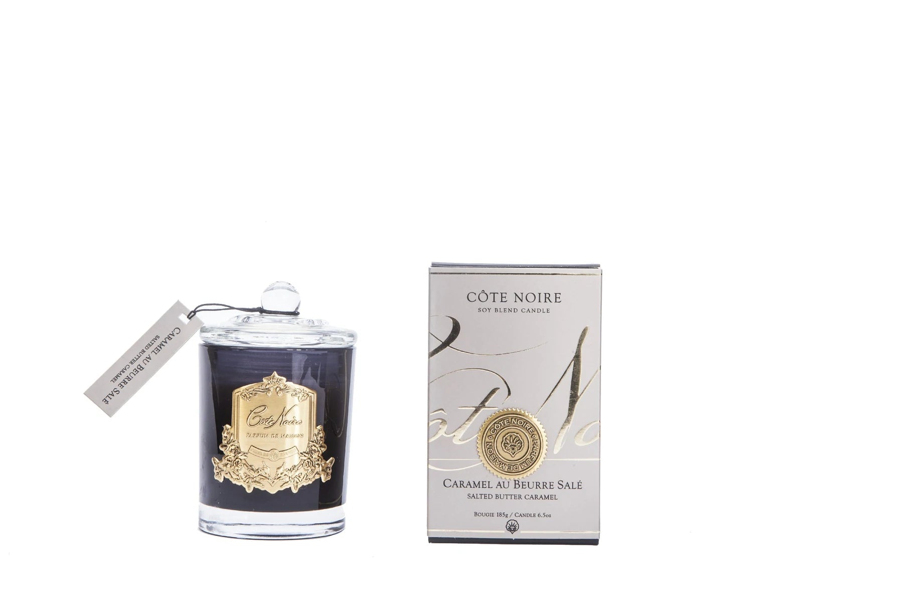 COTE NOIRE - 185G SOY BLEND CANDLE - SALTED BUTTER CARAMEL - GOLD