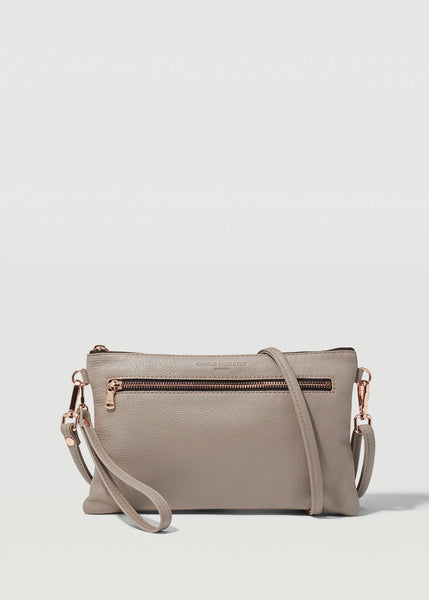 CHARLIE MIDDLETON - TAUPE VOGUE DUAL ZIP CROSSBODY - ROSE GOLD