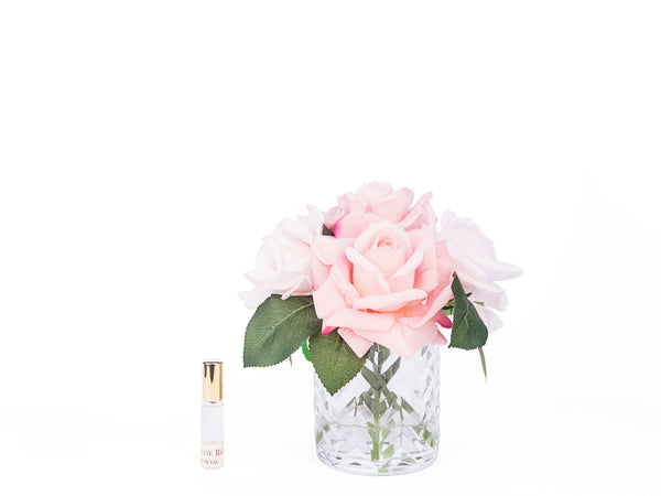 COTE NOIRE - HERRINGBONE FLOWER - MIXED PINK ROSES - CLEAR