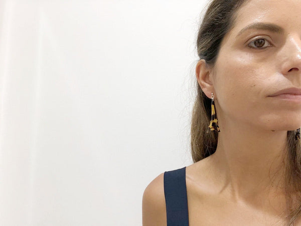 Paris Mode - Earrings Eiffel Tower Small - Dark Tortoiseshell