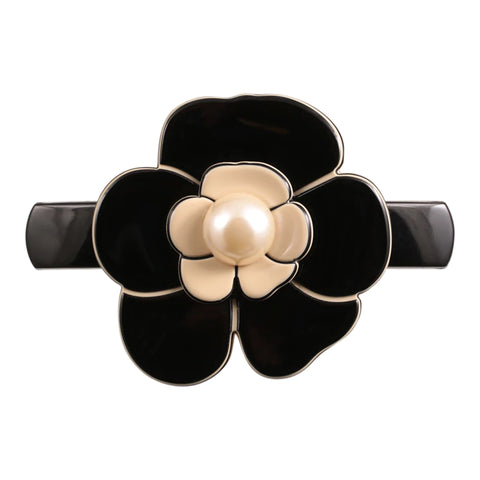 Paris Mode - Camellia Pearl Medium Hair Clip - Black Ivory