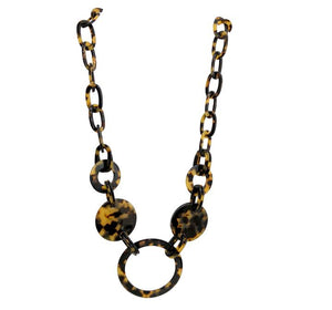 Paris Mode - Disc and Circles Necklace - Dark Tortoiseshell