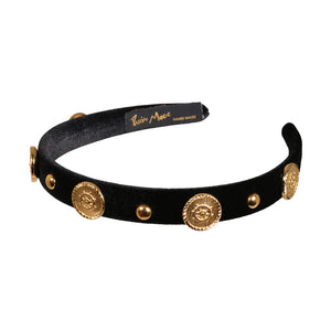 Paris Mode - Headband Velvet Stud Embellished 1.5 Cm Flat