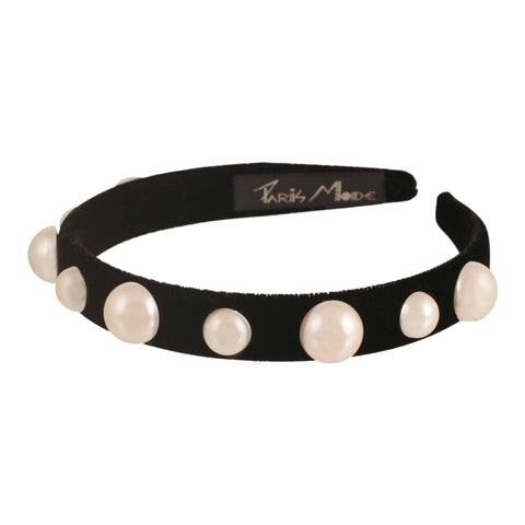 Paris Mode - Velvet Pearl 1.5 Cm Flat Headband