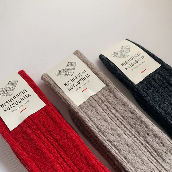 NISHIGUCHI KUTSUSHITA - Praha Alpaca Wool Cable Sock