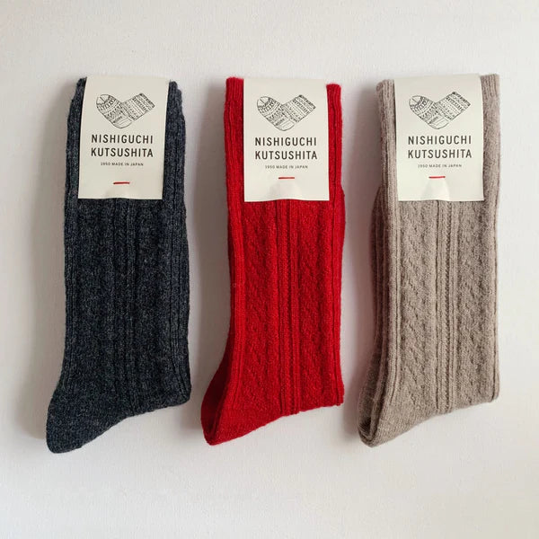 NISHIGUCHI KUTSUSHITA - Praha Alpaca Wool Cable Sock