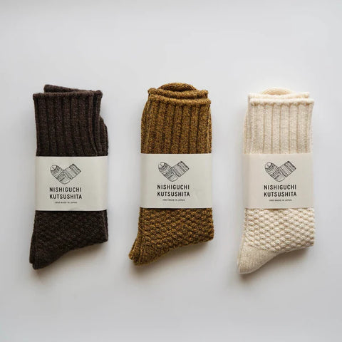 NISHIGUCHI KUTSUSHITA - Wool Cotton Boot Socks